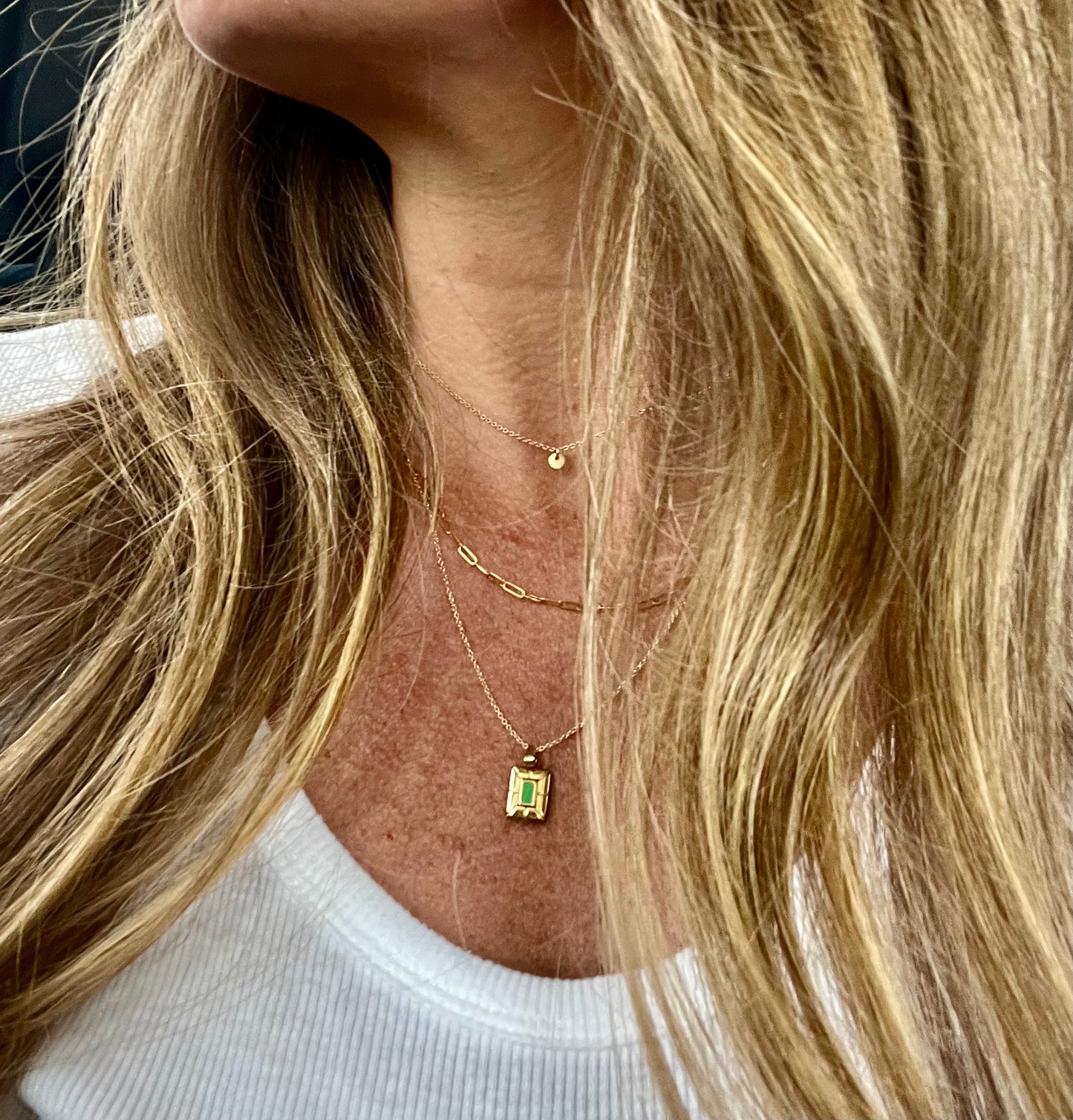 Emerald Green Rectangle Necklace