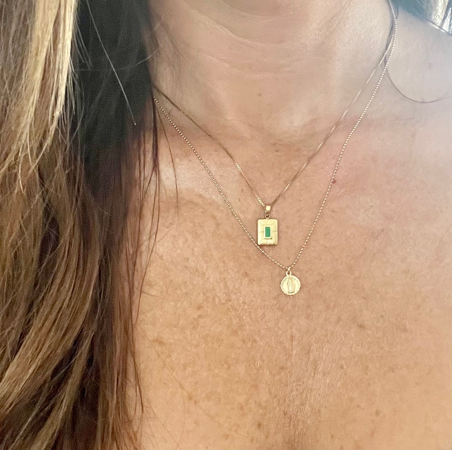 Emerald Green Rectangle Necklace