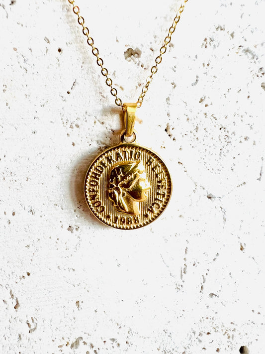 Vintage Italian Round Reversible Gold Coin