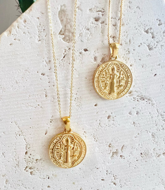 Vintage Italian Religious Round Reversible Gold Coin