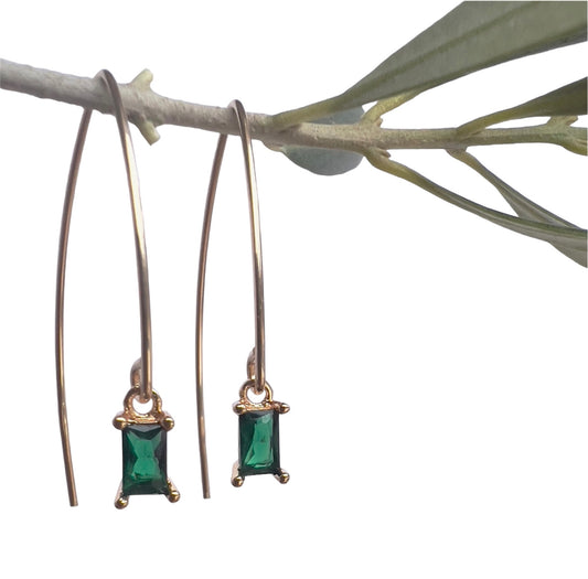 Emerald Green Square Earring