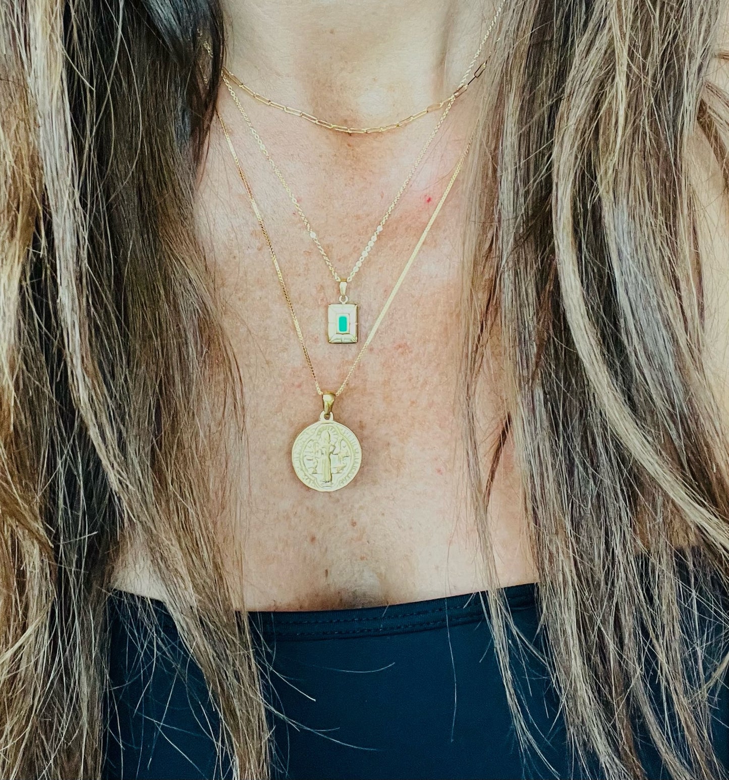 Emerald Green Rectangle Necklace
