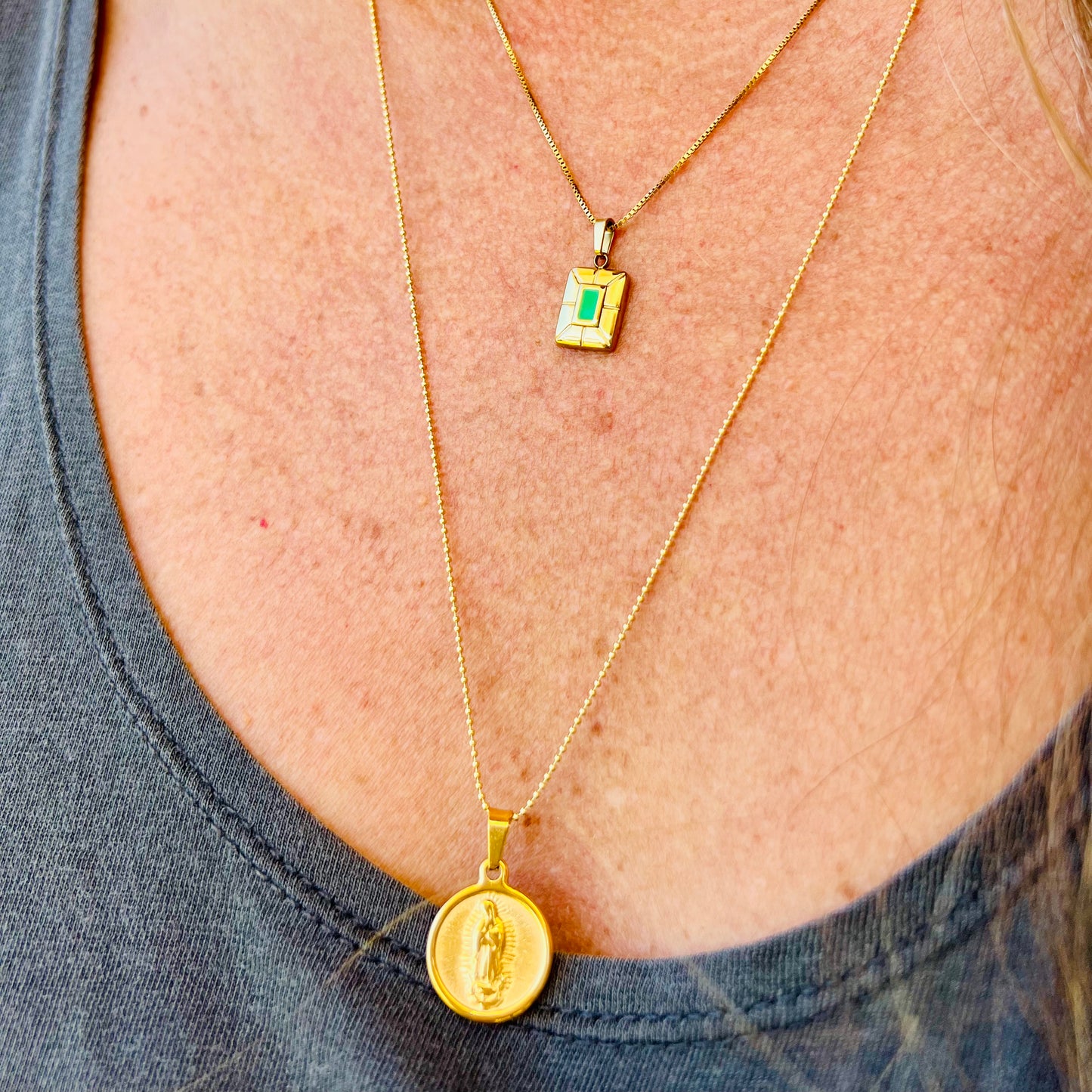 Emerald Green Rectangle Necklace