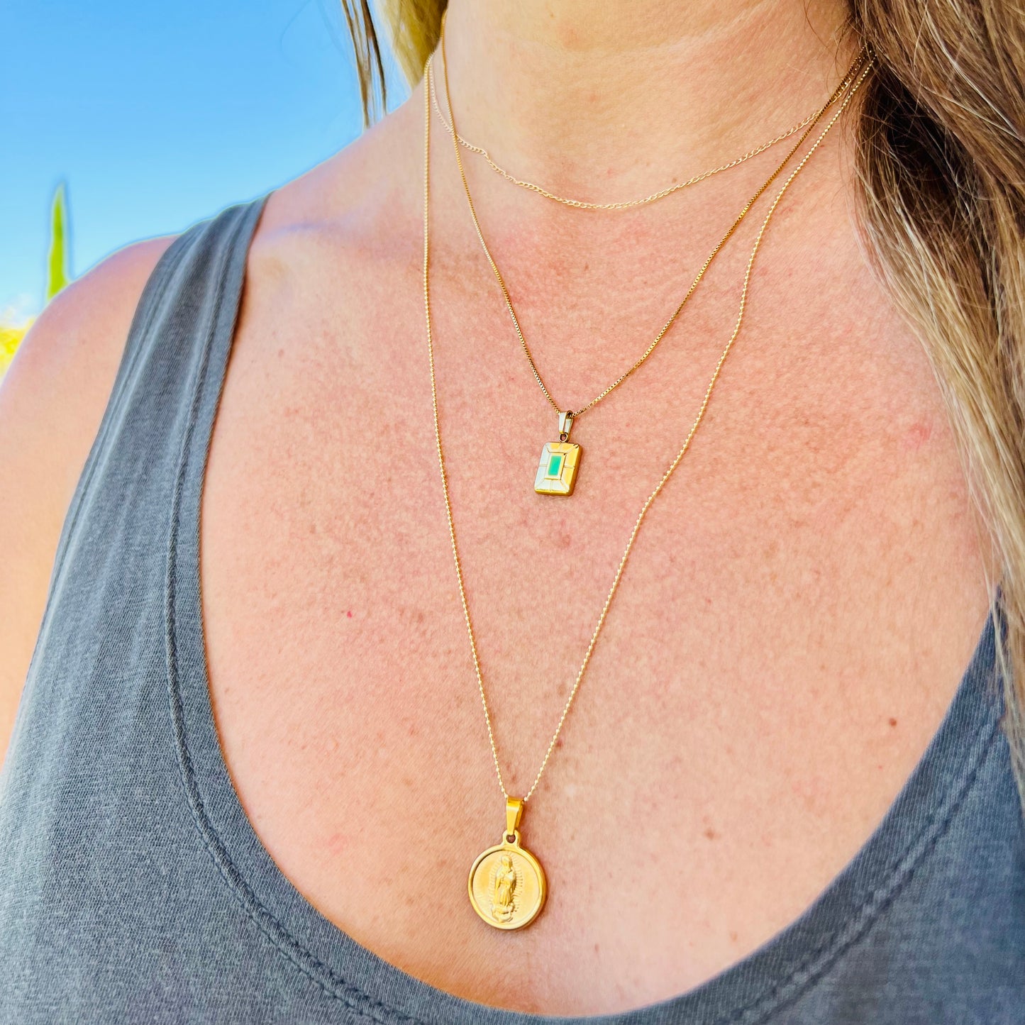 Emerald Green Rectangle Necklace