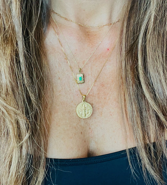 Emerald Green Rectangle Necklace
