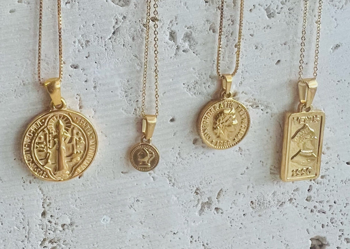 Vintage Italian Religious Round Reversible Gold Coin