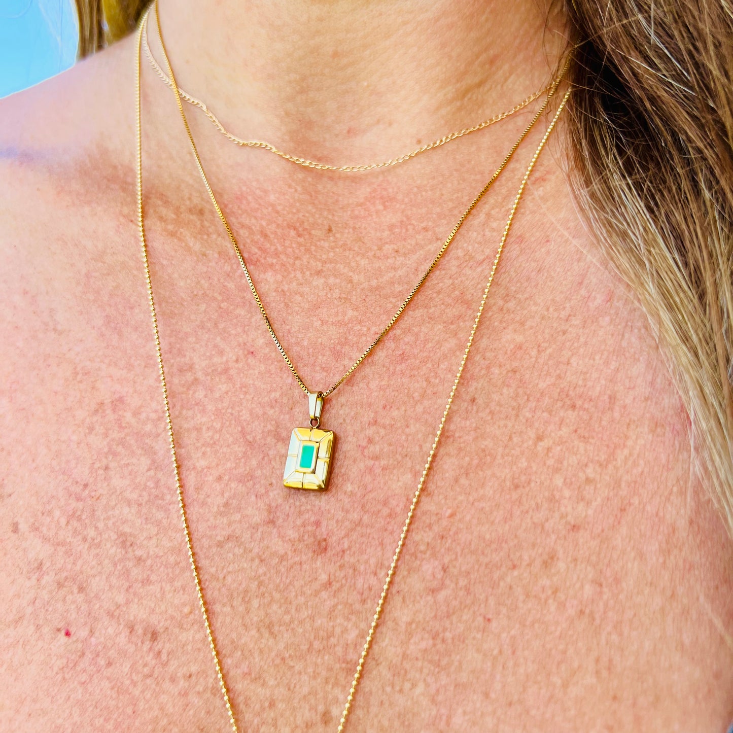 Emerald Green Rectangle Necklace